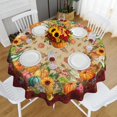 thumbnail image 3 of Nappe Ronde d'Automne, Nappe Ronde d'Automne 60 Pouces, Nappe Ronde d'Action de Grâce avec Citrouilles d'Automne, Housse de Table Ronde d'Automne, 3 of 5