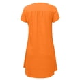 thumbnail image 4 of LOVZFMLL Mode Femmes Ample Col en V Été Uni Manches Courtes Robe en Coton et Lin Orange 5TG, 4 of 5