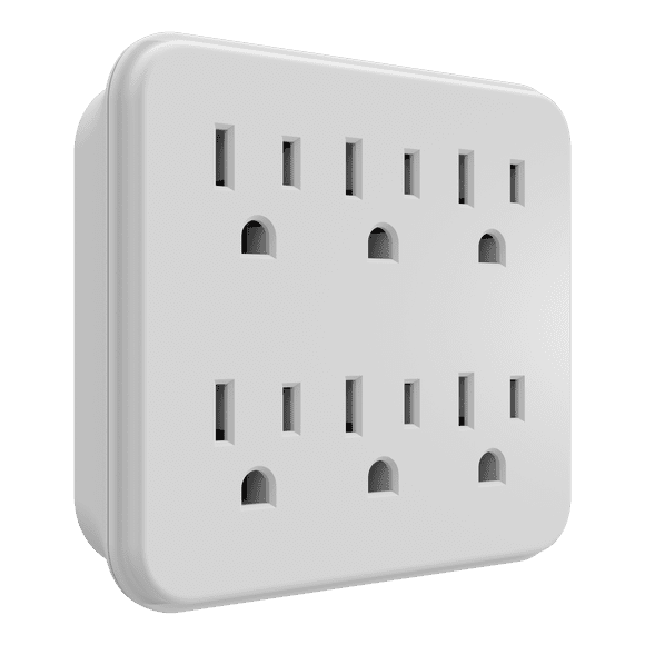 Hyper Tough 6-Outlet Wall Tap White