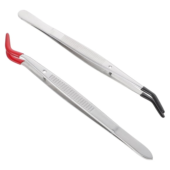 CIMAXIC 2 Pcs Pinces en Acier Inoxydable à Pointe Courbée Incurvée Pinces pour Bijoux et Bricolage Outils, 6.1"X0.39"X0.24 Pouces