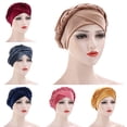 thumbnail image 2 of Headscarf Women Stylish Solid Color Fabric Headscarf Turban Wrapped Hood with a Braid, 2 of 6