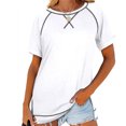 thumbnail image 2 of Timegard Hauts pour Femmes Décontractés Amples Confortables Col Rond Manches Courtes Fente Latérale Hauts T-Shirt Mode Été, 2 of 8