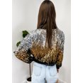 thumbnail image 4 of Womens Sequin Long Sleeve Front Zip Jacket with Ribbed Cuffs, 4 of 5