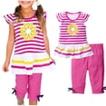 thumbnail image 2 of Robe à Manches Courtes, Shorts pour Filles, Ensembles de Pantalons Courts Imprimés Décontractés à la Mode pour Filles à Manches Courtes avec Col Rond et Boutons, Pantalons pour Filles, Pantalons pour Filles Taille 7, 2 of 7