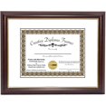 thumbnail image 1 of CreativePF [11x14-Diploma] Mahogany Frame with Gold Rim, White Matting Holds 11x14-inch Documents with Glass and installed Wall Hanger, 1 of 2