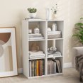 thumbnail image 2 of Gymax 3-Cube Bookshelf Modern Vertical Bookcase w/ Back Guardrail & Anti-tipping Kits, 2 of 9