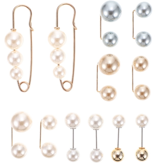 MasteelfCA 12pcs Delicate Pearl Brooch Pin Skirt Waist Button Durable Alloy Brooch Pin