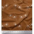 thumbnail image 1 of Soimoi Brown polyester Crepe Fabric Bow & Dots Decor Fabric Printed Yard 42 Inch Wide, 1 of 5