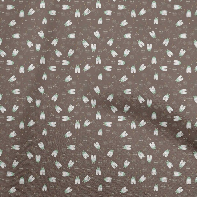 oneOone Rayon Brown Fabric Kids Cloth Fabric For Sewing Printed Craft Fabric By The Yard 56 Inch Wide
