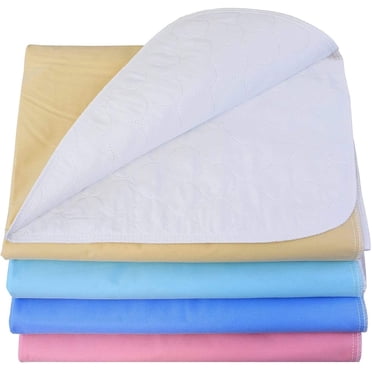 4 Pack - Heavy Weight Soaker 34x36 Waterproof Reusable Incontinence Underpads/Washable Incontinence Bed Pads - Green, Tan, Pink and Blue - Great for Adults, Kids and Pets - 9oz Soaker