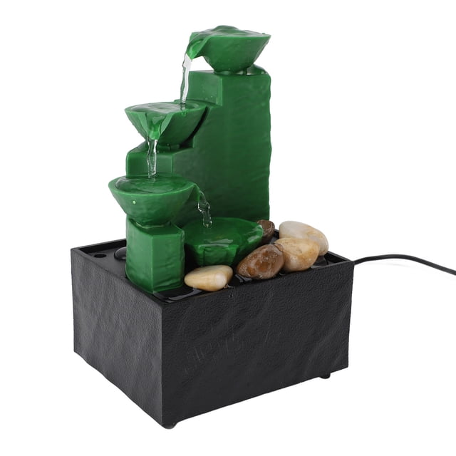 Desk Waterfall Fountain, Circulating Tabletop Water Fountain with LED Light, Decorative USB Desktop Fountain Tabletop Fountain for Living Room Office Home Work Bedroom