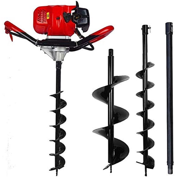 ECO LLC 52cc 2.4HP Gas Powered Post Hole Digger with Two Earth Auger Drill Bit 6" & 10" + Extention