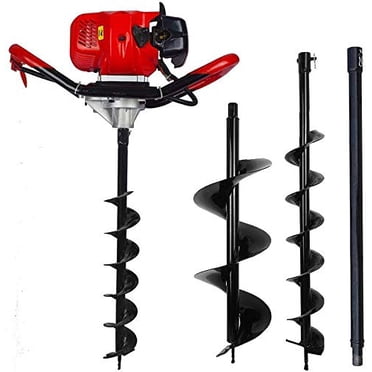 ECO LLC 52cc 2.4HP Gas Powered Post Hole Digger with Two Earth Auger Drill Bit 6" & 10" + Extention
