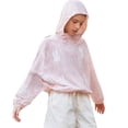 thumbnail image 1 of Kids Sun Protection Zip Hoodie Lightweight Long Sleeve Rash Guard with Hood Swim Cover Up Light Pink 11 Years-12 Years, 1 of 4