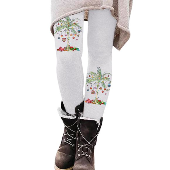 Zhanying Womens Christmas Legging Lounge Slimming Hip-Lifting Cut Winter Pants Suits for Women Dressy White XXL