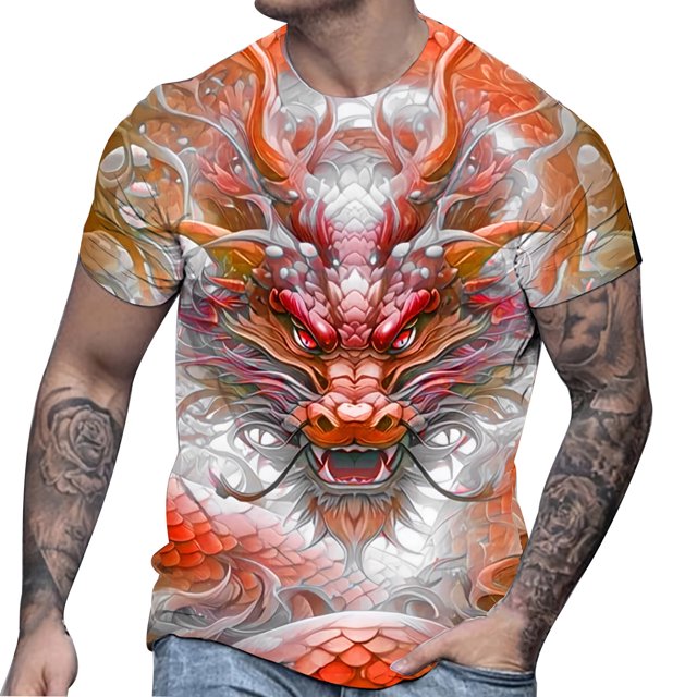 LUOGENLI T-shirts pour Homme pour Hommes T-Shirt à Manches Courtes Imprimé 3D T-Shirt d'Été Mode T-Shirt Imprimé 4TG T-shirts pour Hommes T-shirts Graphiques Vêtements d'Été T-shirts Amusants pour Hommes T-shirts Graphiques Saint-Valentin Rouge G