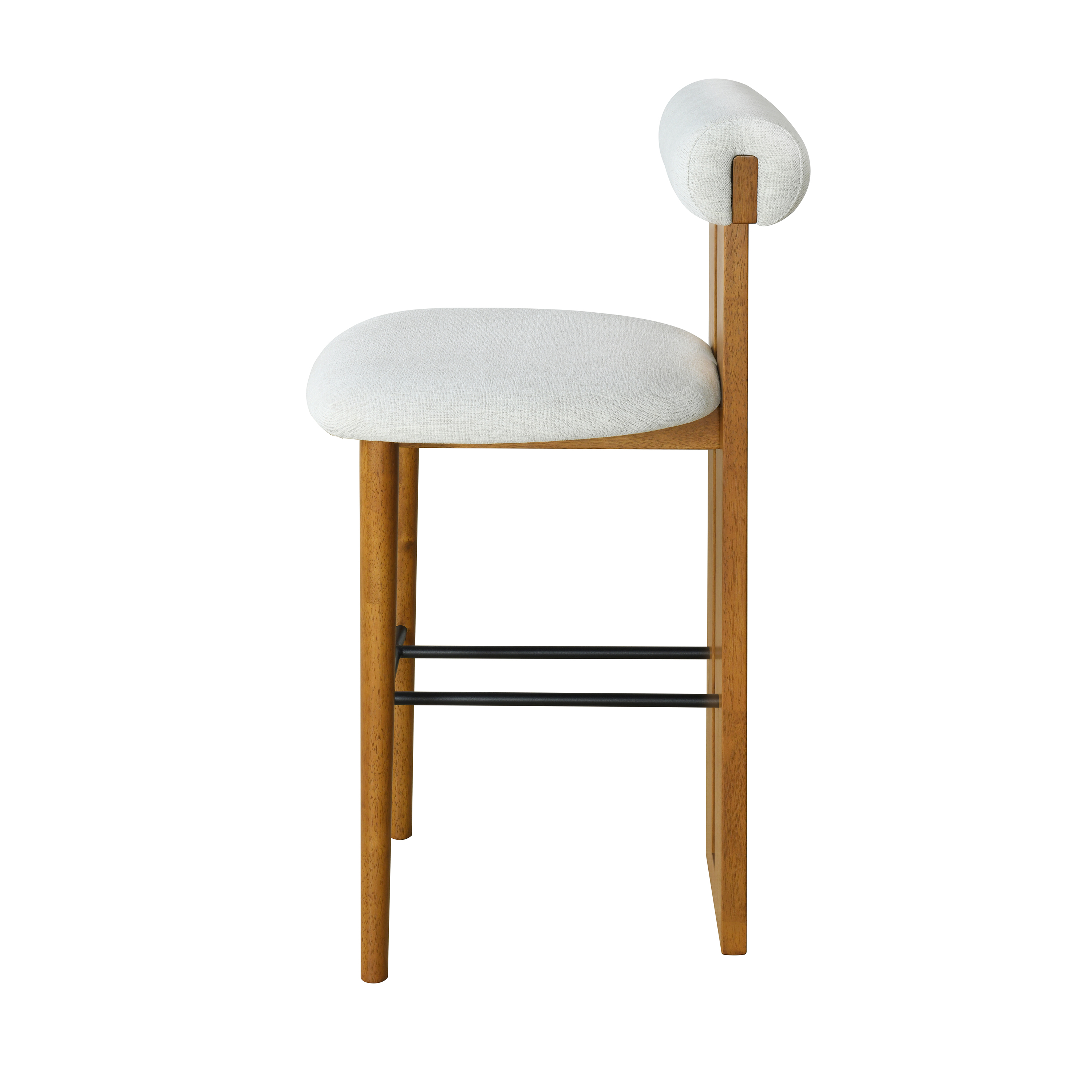 Ensemble de 4 tabourets de bar modernes Renée de Noble House, siège rembourré ivoire, noyer et ivoire