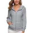 thumbnail image 1 of Innerwin Cardigans à Manches Longues pour Femmes Sweat à Capuche Automne Fermeture Éclair avant Gris Clair 2TG, 1 of 3