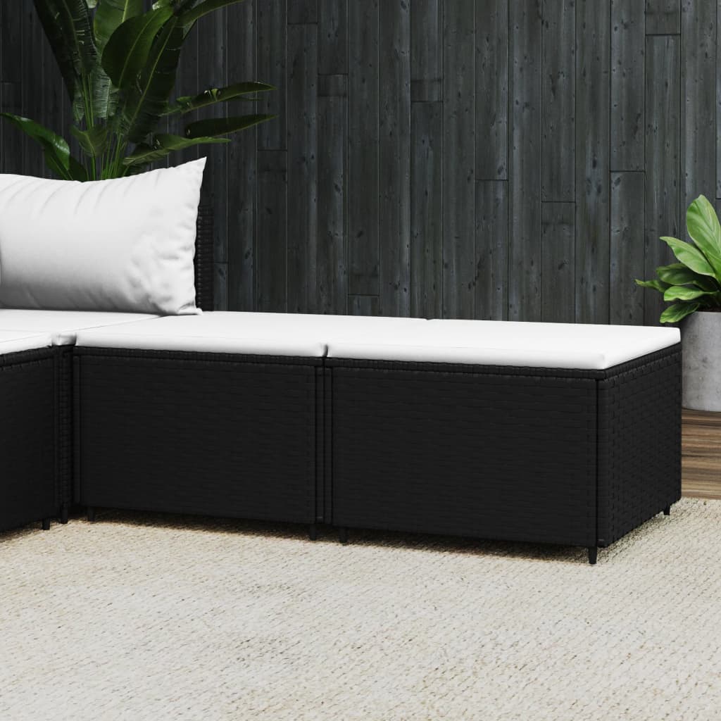 vidaXL Repose-Pieds de Jardin avec Coussins 2 Pcs Noir Rotin Poly