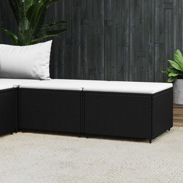 vidaXL Repose-Pieds de Jardin avec Coussins 2 Pcs Noir Rotin Poly