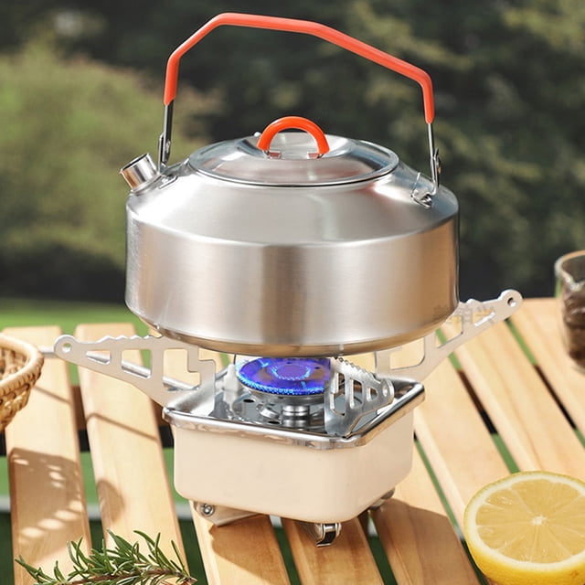 Bouilloire de Camping en Acier Inoxydable pour l'Extérieur / Qualité Alimentaire 304 / Capacité de 1 L et 1,6 L / Poignée Pliable / Portable et Durable / Compatible Flamme Nue pour la Randonnée, Faire Bouillir de l'Eau, Café, Thé, Survie / Argent