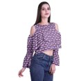 thumbnail image 3 of Moomaya Button Front Cold Shoulder Top Printed  Casual Loose Blouse Short Top, 3 of 4