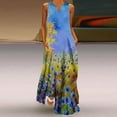 thumbnail image 1 of Lenago Grande Taille Cocktail Robes pour les Femmes Soirée Femmes Casual en Vrac Imprimé Réservoir Robe de Plage V-Cou Poche Robe de Soleil Sans Manches Robes de Plage d'Été, 1 of 5