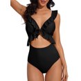 thumbnail image 1 of Charmo One Piece Bathing Suit for Women Ruffle Cut Out Swimsuits Strappy Monokinis, 1 of 6