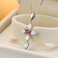 thumbnail image 4 of Collier Pendentif Croix Unisexe Femme Été Chaîne de Clavicule Opale Bijoux en Strass, 4 of 9