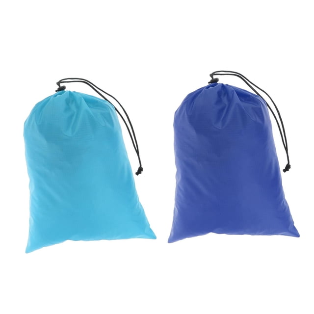 2 Pcs Sacs à Cordon Imperméables pour Pêche et Plage, Sac à Dos, Pochettes de Rangement pour Chaussures, Bleu Bleu Clair