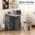 thumbnail image 2 of AWQM Folding Dining Table Set for 4, Dinner Table with 4 Leather Chairs and Shelves, Space Saving Foldable Dining Table with 6 Wheels, Kitchen Table Set for Small Spaces (Grey), 2 of 7