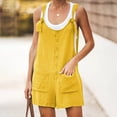 thumbnail image 2 of TopLLC Women's Summer Casual Rompers Sleeveless Loose Spaghetti Strap Short Jumpsuits Overalls Solid Button Bodysuit Playsuit With Pockets, 2 of 6