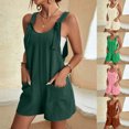 thumbnail image 4 of yoeyez Combinaisons et Salopettes pour Femmes pour l'Été, Combinaisons à Bretelles Ajustables Unies pour Femmes Sans Manches à Col Rond, Combishorts Salopettes avec Poches Vert Armée, 3TG, 4 of 6