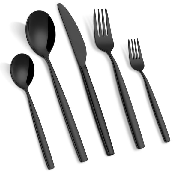 Garvee Ensemble de Couverts 30 Pcs pour 6, Ensemble de Coutellerie en Acier Inoxydable avec Fini Poli Miroir, Ensemble de Couverts Allant au Lave-Vaisselle avec Couteaux, Fourchettes et Cuillères