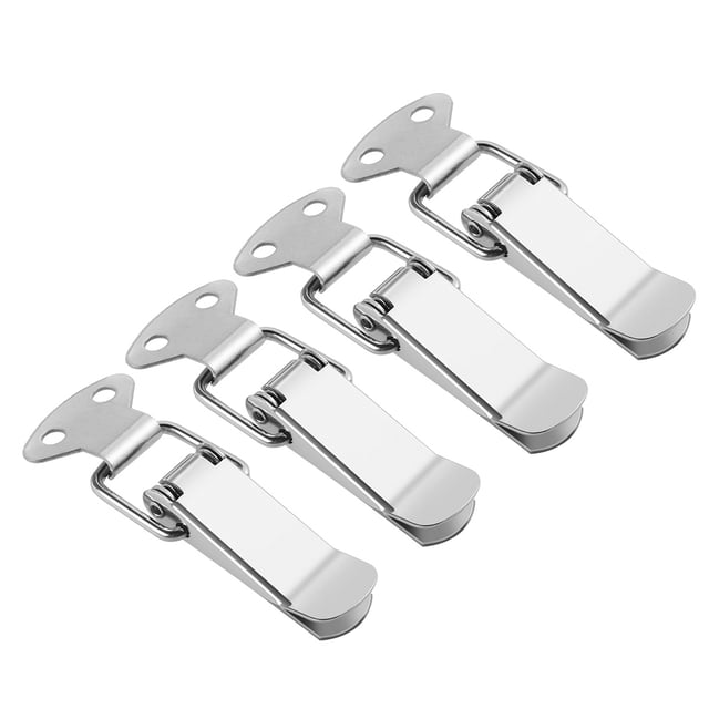 SHISUYAN 4Pcs Stainless Steel Spring Loaded Toggle Case Catch Drawer Hasp Clasp for Toolbox, Trunk, Case and ( Silver )