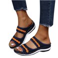 thumbnail image 4 of CEHVOM Chaussures pour Femmes Tricot Crochet Fleur Confortable Talon Compensé Sandales, 4 of 9