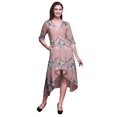 thumbnail image 1 of Bimba Cotton Pink Ranunculus & Chrysanthemum Floral Womens Asymmetrical Pocket ShiftDressSummer Party MidiDress-Medium, 1 of 1