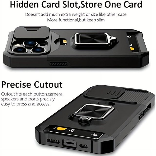 Premium Durable Shockproof Phone Case with Anti-Slip Grip, Metal Stand & Card Slot - Perfect for Hands-Free Use on IPhone 15 Pro Max, 14 Pro Max, 13 Pro Max, 12 Pro Max, 11 Pro Max Models