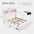 thumbnail image 4 of SIBEDS Bed Frame with Bookcase Storage Headboard and 2 Drawers Linen Cream Upholstered Tufted Wingback Beds, Full, 4 of 9