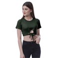 thumbnail image 1 of Moomaya T-Shirt Court à Nœud devant pour Femmes, Manches Courtes, Col Rond, Haut Noué, 1 of 7