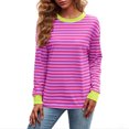 thumbnail image 2 of EQWLJWE Sweatshirts Oversize pour Femmes Coupe Ample, Sweatshirts Col Rond Clearance pour Femmes, Sweatshirts Tunice pour Femmes, Haut à Manches Longues à Rayures Décontracté et à la Mode pour Femmes, 2 of 5