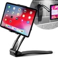 thumbnail image 2 of ALUMINUM Tablet Stand Mount - Office & Kitchen Tablet Holder Adjustable arm Cell Phone ipad holder fits 4"- 12.9" Tablets and Phone - Desktop Mount Stand for iPad/Samsung/Tablet/Smartphone - BLACK, 2 of 9
