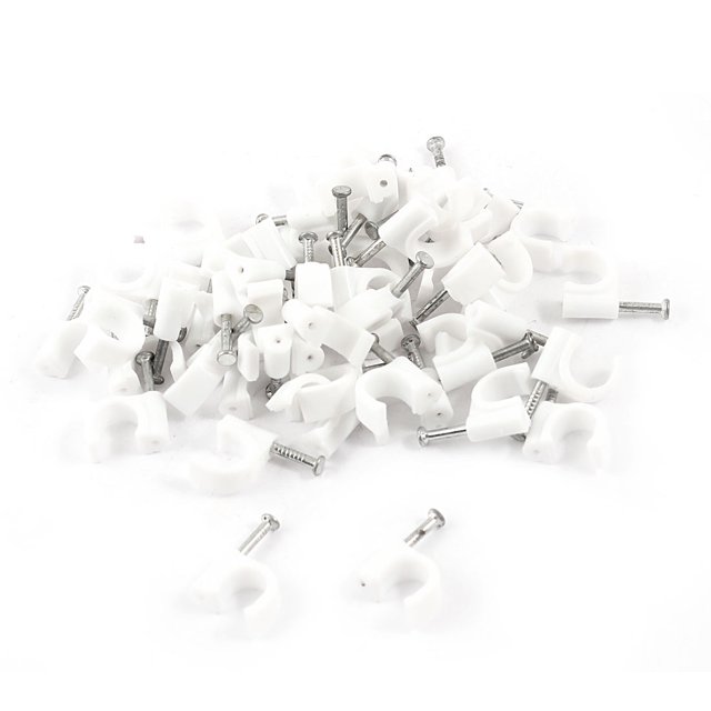 50 Pcs 5/16" 8mm Circle Cable Wire Clips Wall Fastener w Nail
