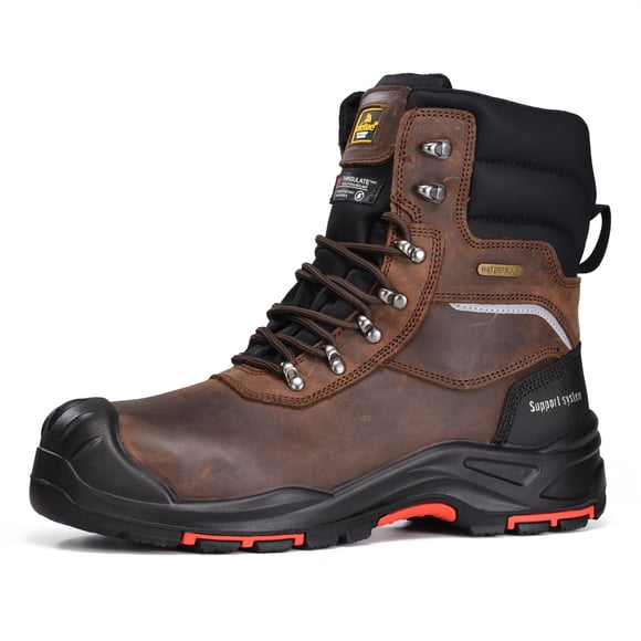 SAFETOE Bottes de Sécurité pour Hommes, Imperméables, en Cuir de Vache, Embout Composite de 20 cm, Bottes de Travail Isolées pour l'Hiver et la Neige.