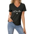 thumbnail image 1 of LUOGENLI T-shirts pour Femme pour Femmes T-Shirt Décontracté de la Saint-Valentin à Imprimé Cœur Lettre Col Rond Manches Courtes T-Shirt Tee T-shirts Femmes Blanc Saint-Patrick Gris m, 1 of 4