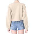 thumbnail image 3 of Yuyuzo Sweatshirts Courts pour Femmes Manches Longues Couleur Unie Col Rond Ample Décontracté Automne Pull Tops, 3 of 6