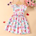 thumbnail image 2 of LUOGENLI Robe Fillette Tout-Petits Volants Sans Manches Imprimés Floraux Côtelée Robe Mode Vêtements Robe pour Filles Longueur Genou avec Poches Blanc 2-3 Ans, 2 of 4