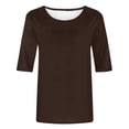 thumbnail image 5 of CFLVAEK T-Shirts Classiques à Manches 1/2 pour Femmes, Col Rond Décontracté, Blouse Unie, T-Shirts Confortables pour Dames 2025, Hauts de Sortie, 5 of 5