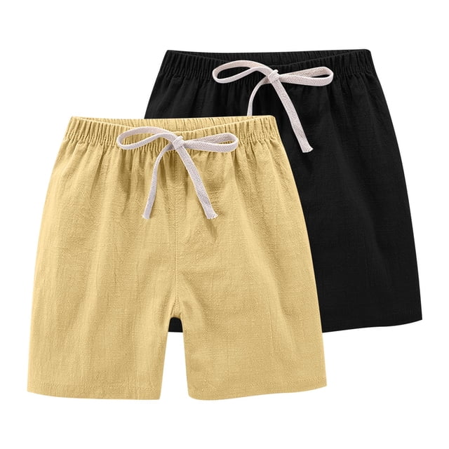 Extra Savings,2PC Kids Shorts, Solid Casual Sports, Drawstring, Summer, Kids' Outfit, Quick Dry, Comfortable Fit Essential Wardrobe|100%Polyester,Green,Sopatenor