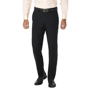 J.M. Haggar mens J.m Haggar Stretch Superflex Waist Slim Fit Flat Front Dress Casual Pants, Black, 32W x 32L US